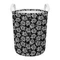 Black And White Vintage Sunflower Print Round Laundry Basket