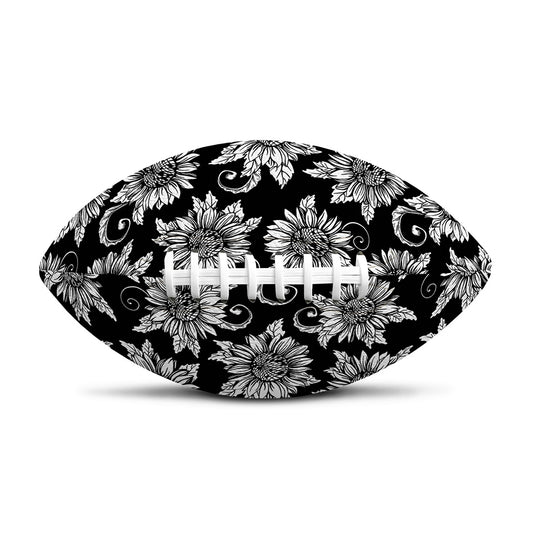 Black And White Vintage Sunflower Print Rugby Ball