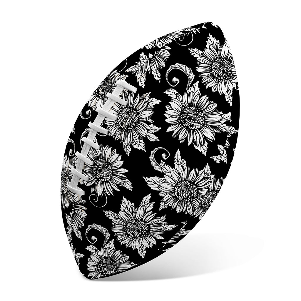 Black And White Vintage Sunflower Print Rugby Ball