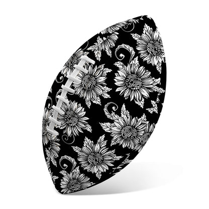 Black And White Vintage Sunflower Print Rugby Ball