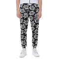 Black And White Vintage Sunflower Print Joggers