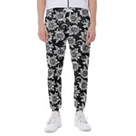 Black And White Vintage Sunflower Print Scuba Joggers