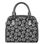 Black And White Vintage Sunflower Print Shoulder Handbag