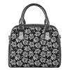 Black And White Vintage Sunflower Print Shoulder Handbag