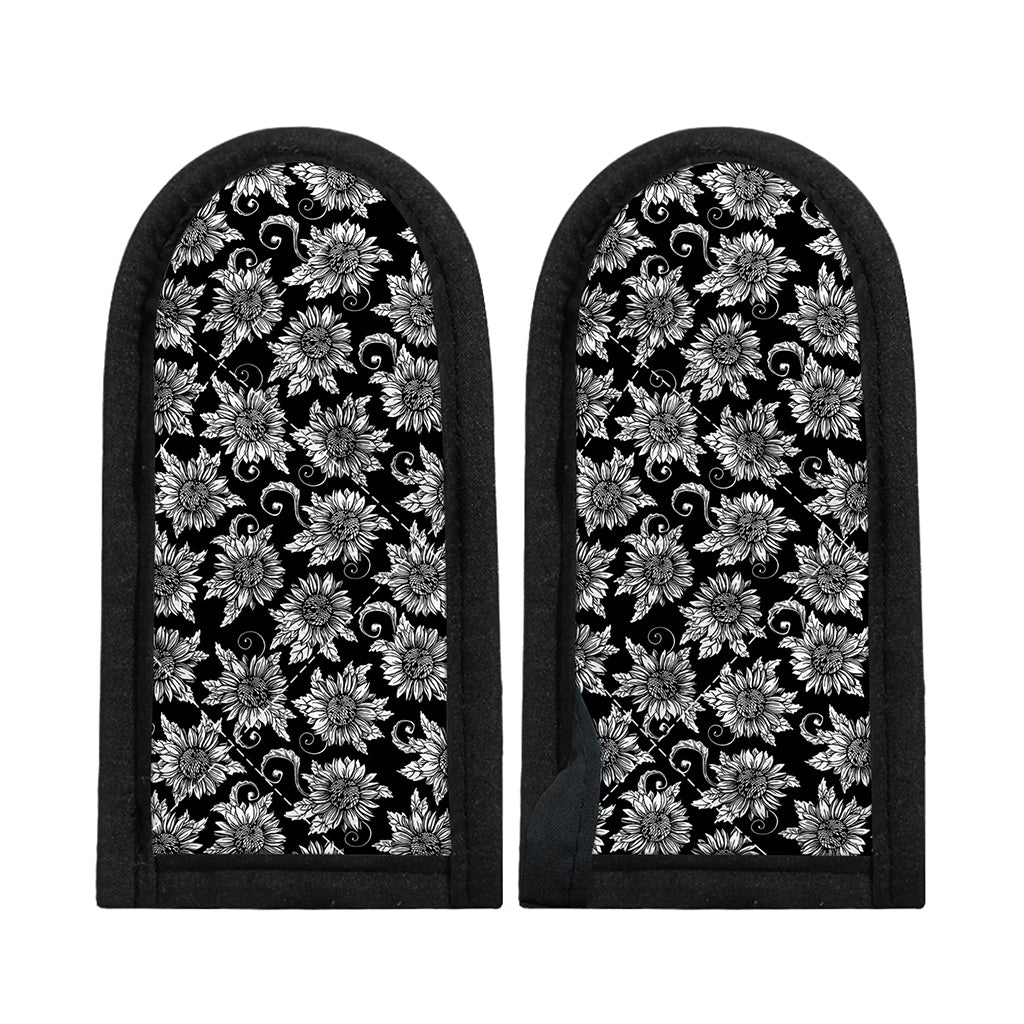 Black And White Vintage Sunflower Print Skillet Handle Cover