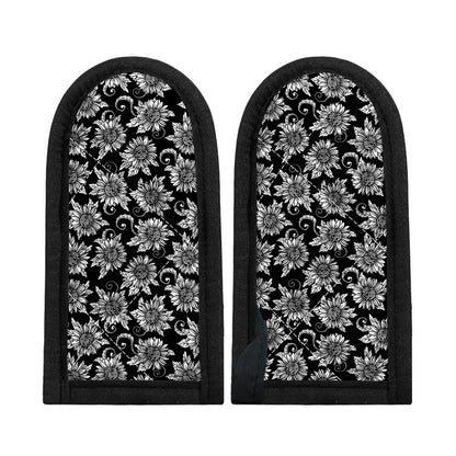 Black And White Vintage Sunflower Print Skillet Handle Cover