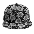 Black And White Vintage Sunflower Print Snapback Cap