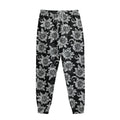Black And White Vintage Sunflower Print Sweatpants