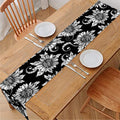 Black And White Vintage Sunflower Print Table Runner