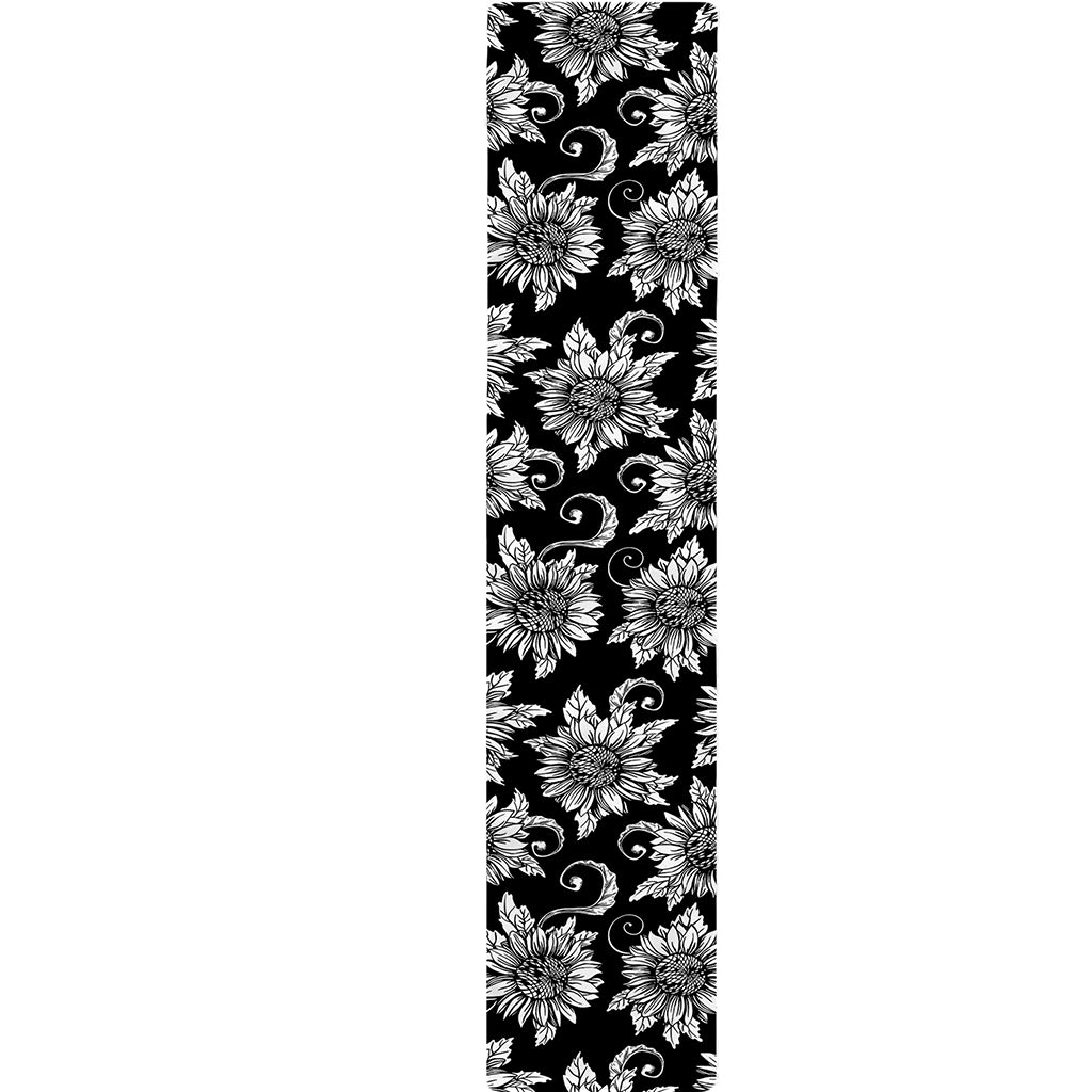 Black And White Vintage Sunflower Print Table Runner