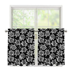 Black And White Vintage Sunflower Print Tier Curtains