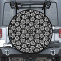 Black And White Vintage Sunflower Print Tire Cover With Camera Hole