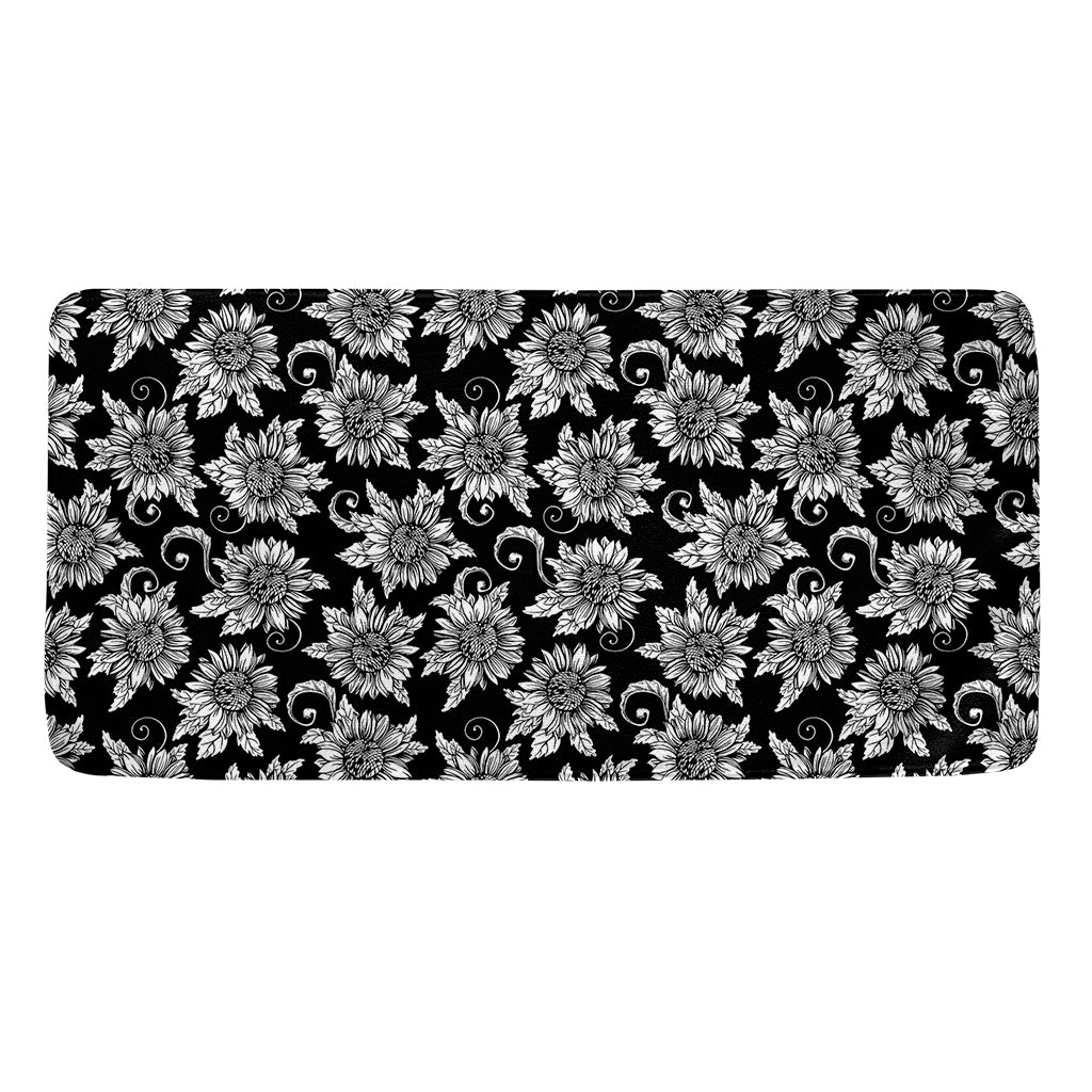 Black And White Vintage Sunflower Print Towel