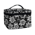Black And White Vintage Sunflower Print Travel Makeup Bag