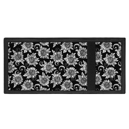 Black And White Vintage Sunflower Print Trifold Wallet