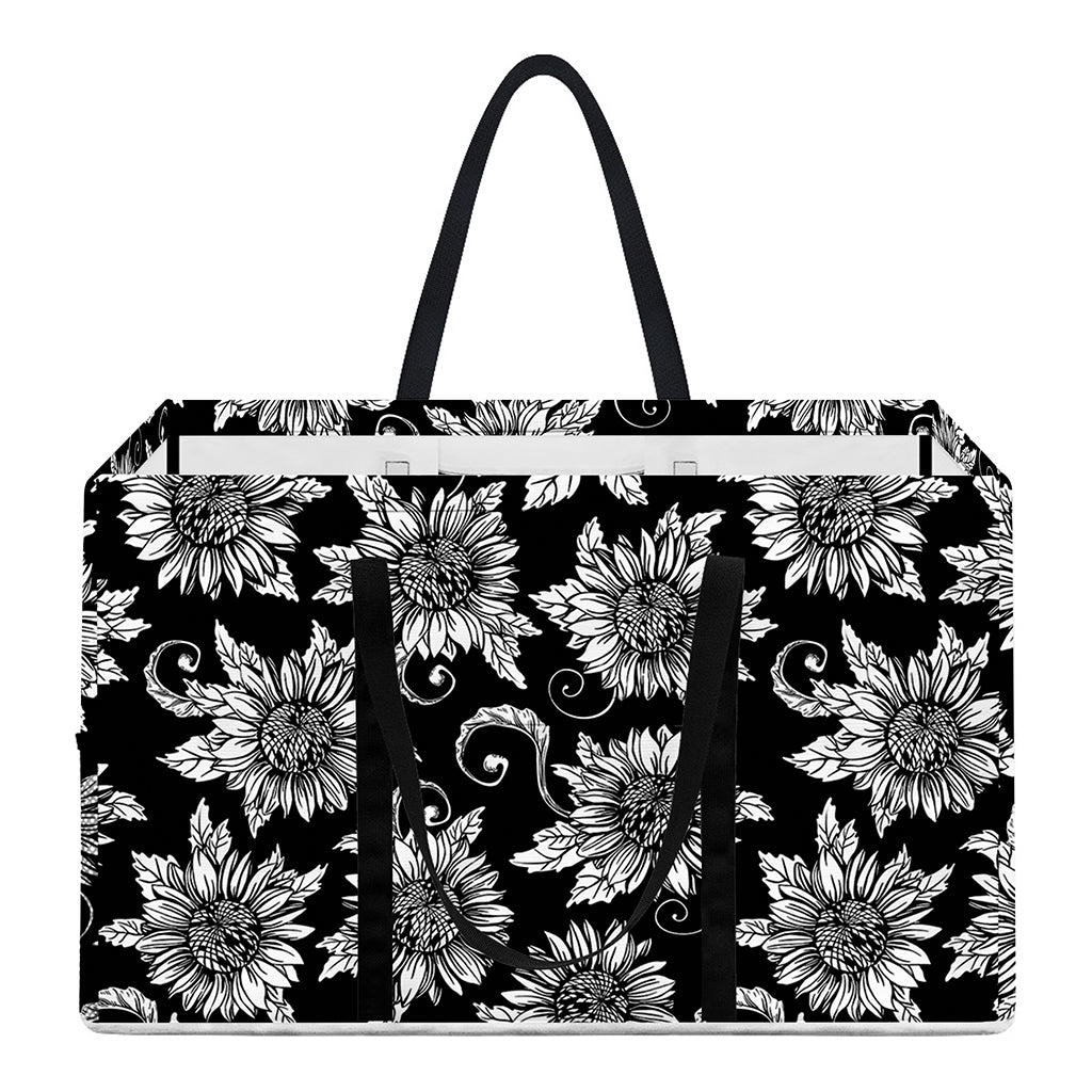 Black And White Vintage Sunflower Print Utility Tote Bag