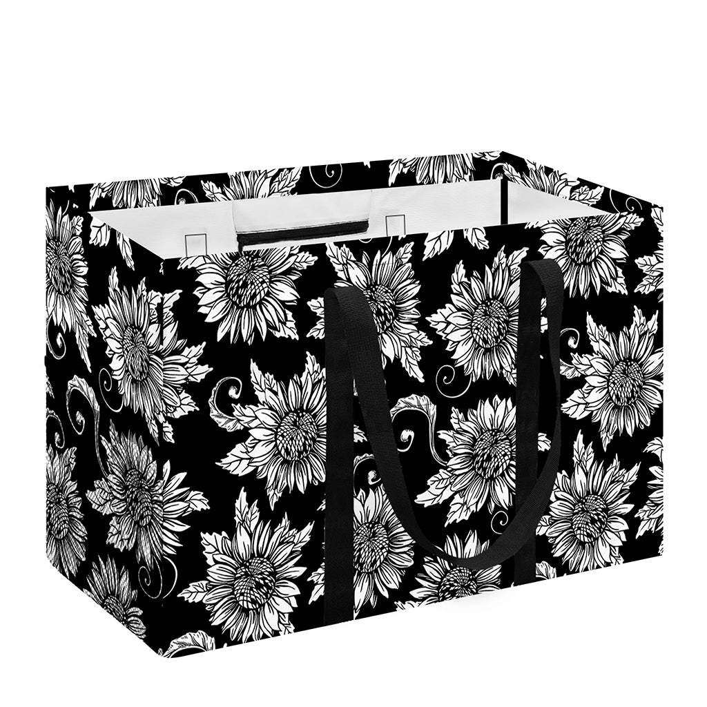 Black And White Vintage Sunflower Print Utility Tote Bag