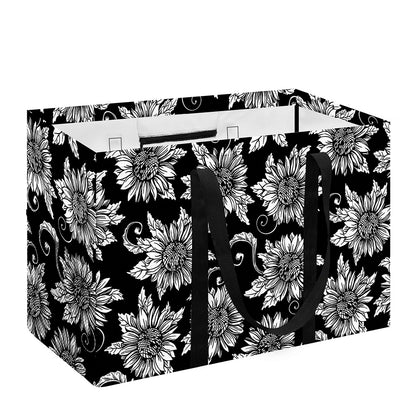 Black And White Vintage Sunflower Print Utility Tote Bag