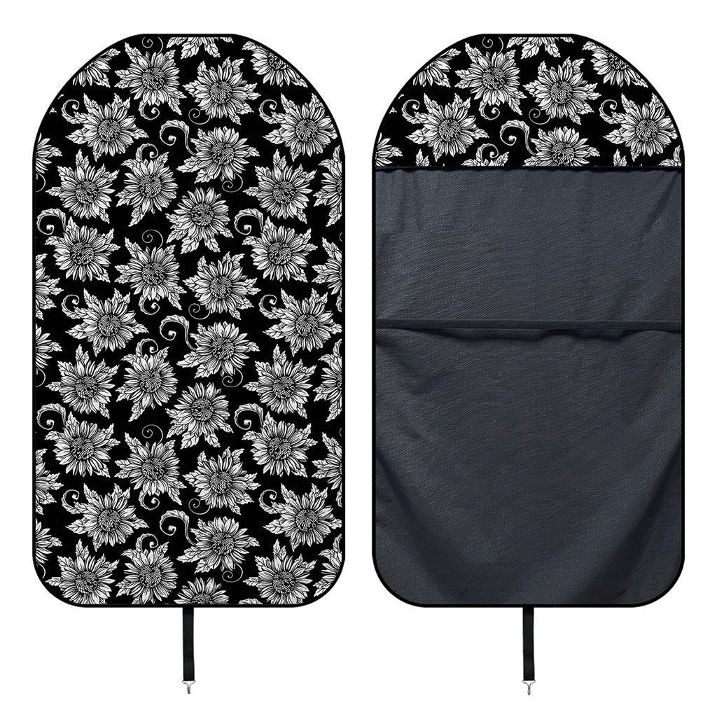 Black And White Vintage Sunflower Print Waterproof Car Seat Cover