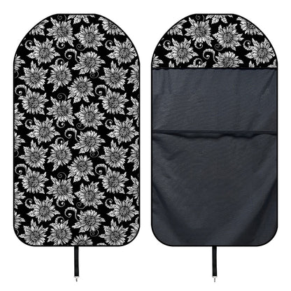 Black And White Vintage Sunflower Print Waterproof Car Seat Cover