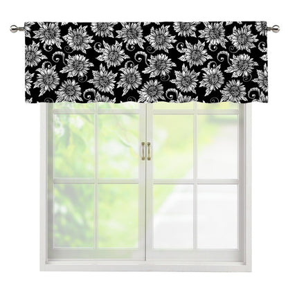 Black And White Vintage Sunflower Print Window Valance