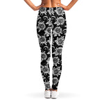 Black And White Vintage Sunflower Print Women's Leggings