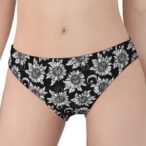 Black And White Vintage Sunflower Print Women's Panties