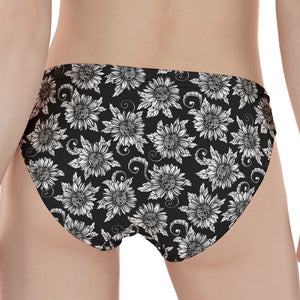 Black And White Vintage Sunflower Print Women's Panties