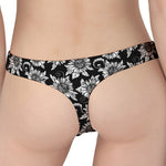 Black And White Vintage Sunflower Print Women's Thong