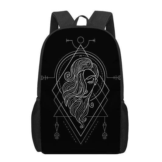 Black And White Virgo Sign Print 17 Inch Backpack