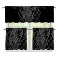 Black And White Virgo Sign Print 3 Piece Kitchen Curtains