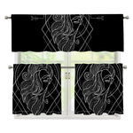Black And White Virgo Sign Print 3 Piece Kitchen Curtains