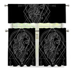 Black And White Virgo Sign Print 3 Piece Kitchen Curtains