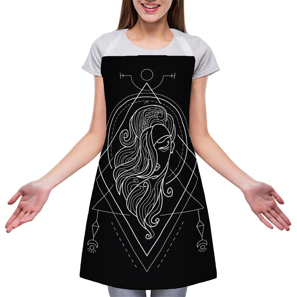 Black And White Virgo Sign Print Adjustable Apron