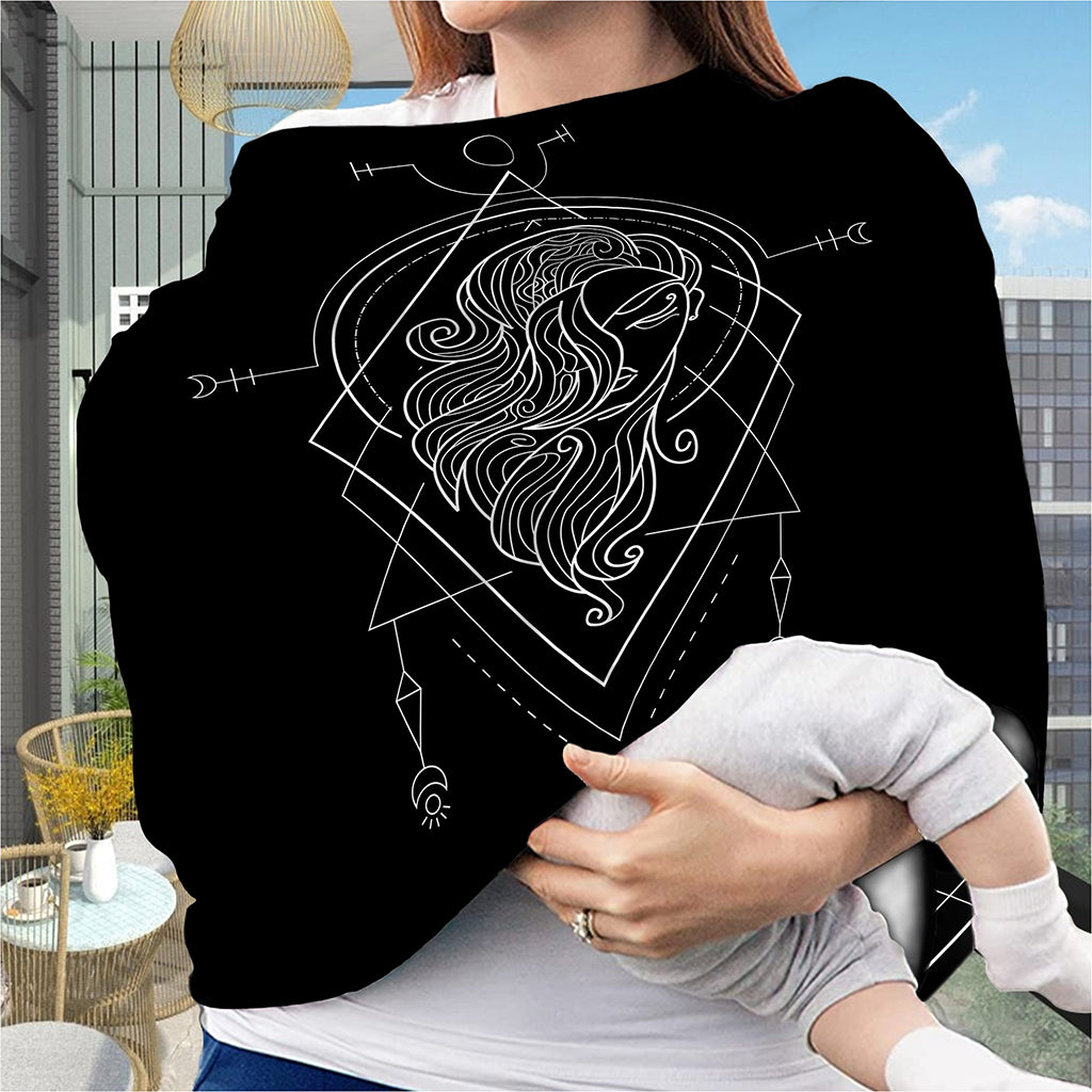 Black And White Virgo Sign Print Baby Seat Cover