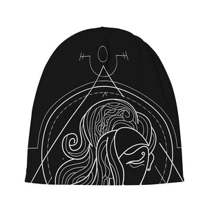 Black And White Virgo Sign Print Beanie