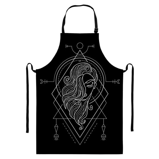 Black And White Virgo Sign Print Bib Apron With Pocket