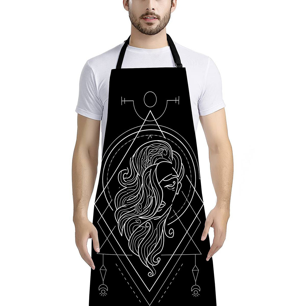 Black And White Virgo Sign Print Bib Apron With Pocket