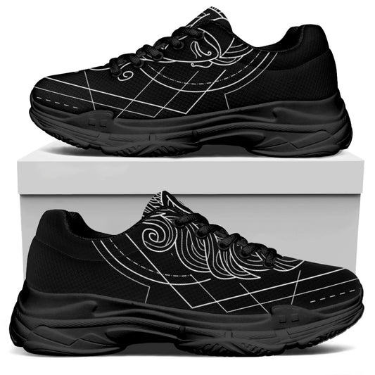 Black And White Virgo Sign Print Black Chunky Shoes