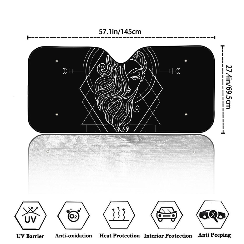 Black And White Virgo Sign Print Car Windshield Sun Shade