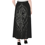 Black And White Virgo Sign Print Chiffon Maxi Skirt