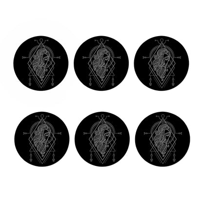 Black And White Virgo Sign Print Coaster Set