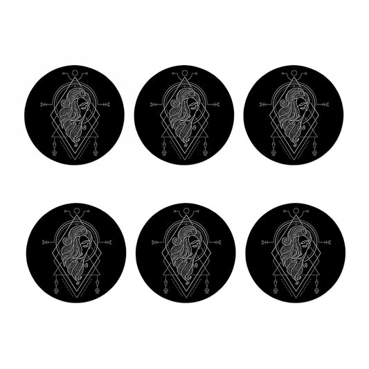 Black And White Virgo Sign Print Coaster Set