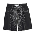 Black And White Virgo Sign Print Cotton Shorts