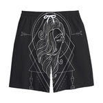 Black And White Virgo Sign Print Cotton Shorts