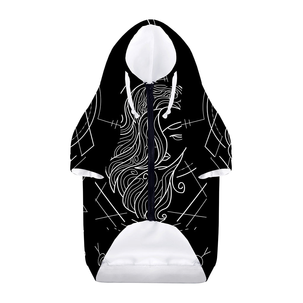 Black And White Virgo Sign Print Dog Zip Up Hoodie