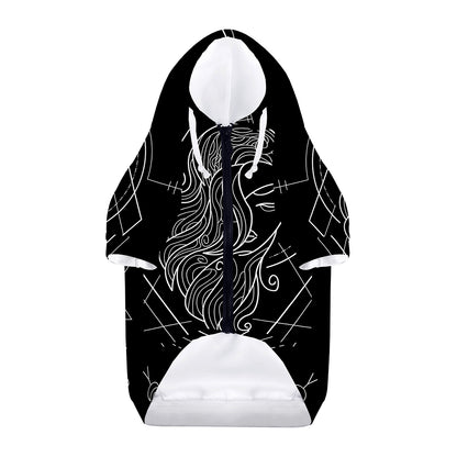 Black And White Virgo Sign Print Dog Zip Up Hoodie