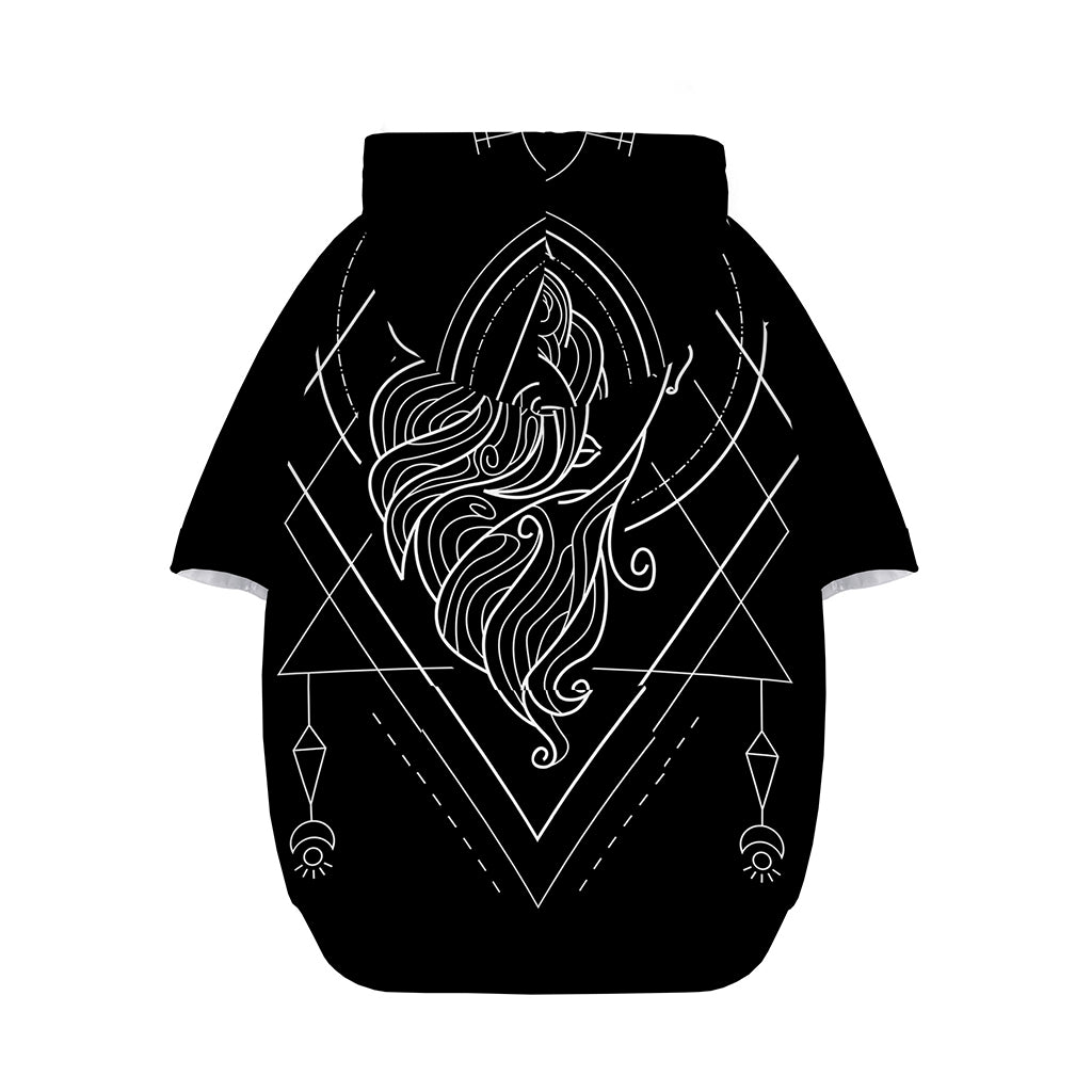 Black And White Virgo Sign Print Dog Zip Up Hoodie