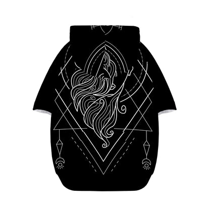 Black And White Virgo Sign Print Dog Zip Up Hoodie