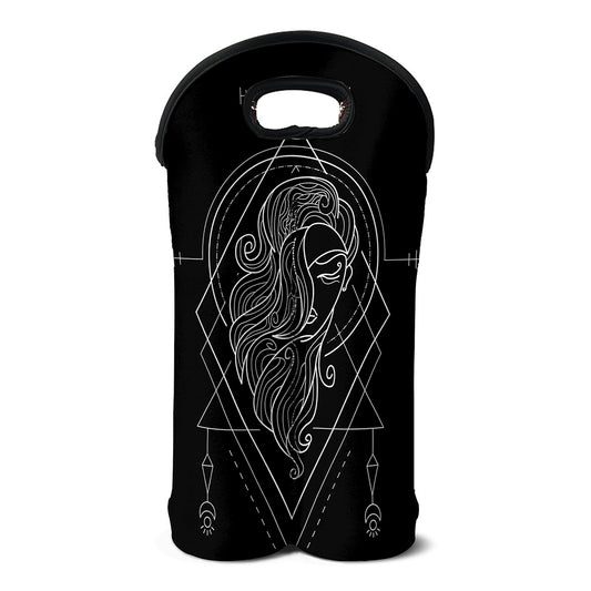 Black And White Virgo Sign Print Double Neoprene Wine Tote